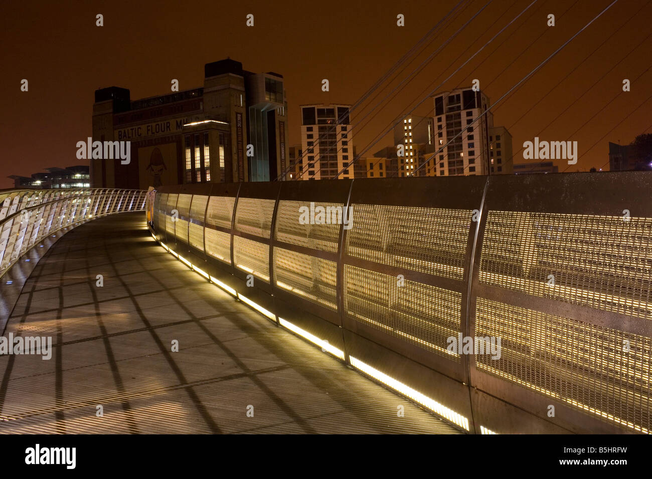 Looking across the Millennium Bridge to The Baltic Art Gallery, Newcastle upon Tyne. Stock Photo