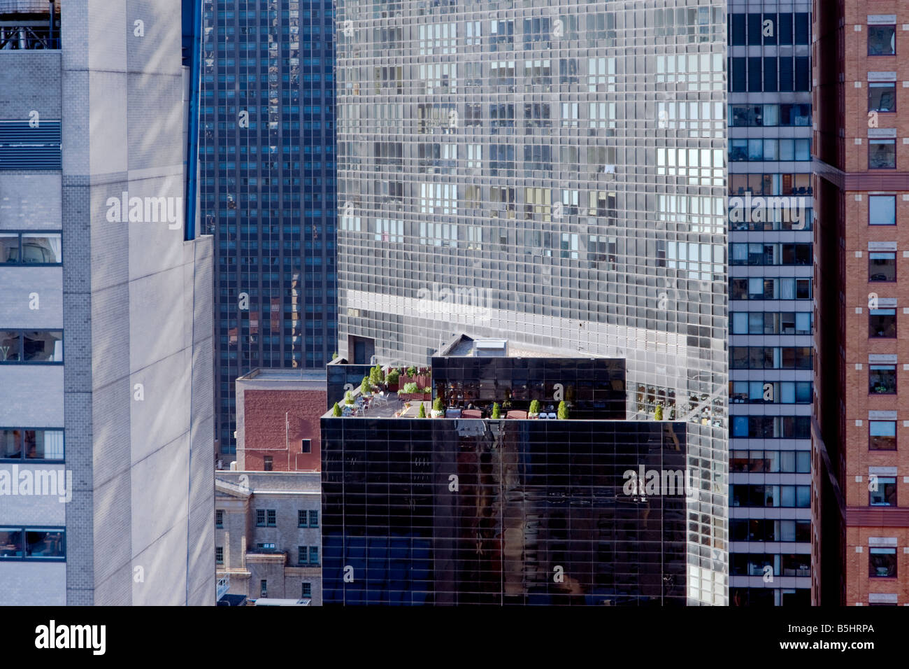 Roof garden among the skyscraper buildings of midtown Manhattan, New