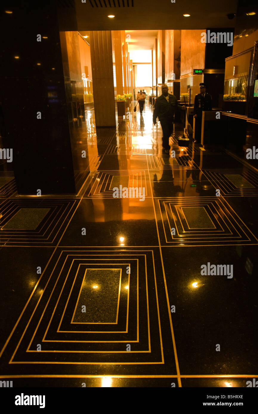 Street level corridor in Rockefeller Center, New York, N.Y. USA Stock Photo