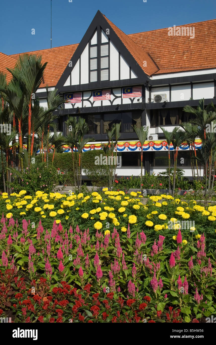 Mock Tudor facade of the British colonial Royal Selangor Club, Merdeka Square, Kuala Lumpur, Malaysia Stock Photo