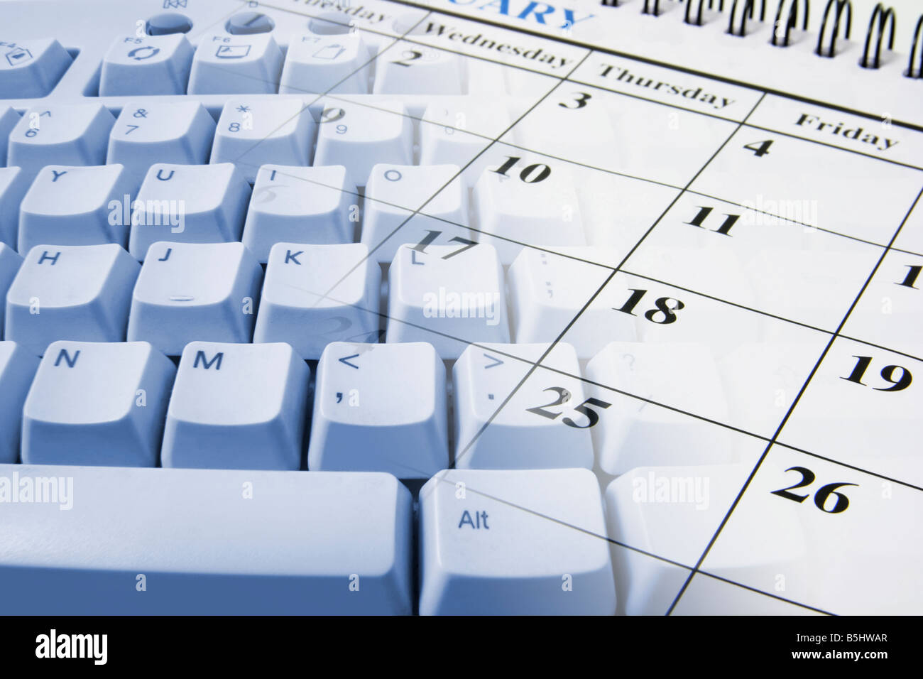 Computer Keyboard and Calendar Stock Photo Alamy