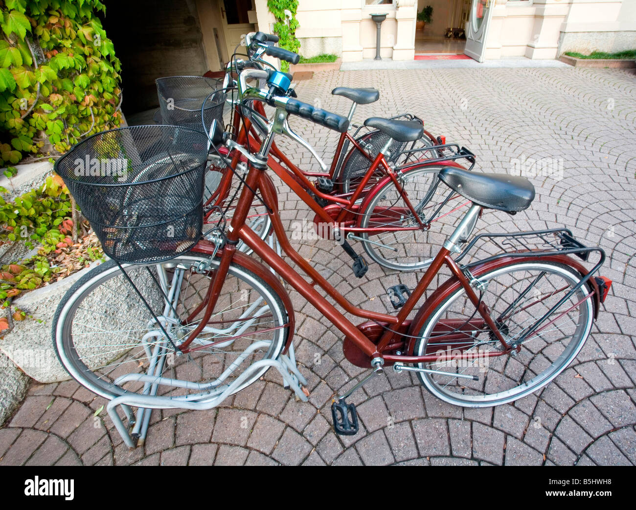 Bicycles at the Albergo Terminus Lake Como Italy Stock Photo