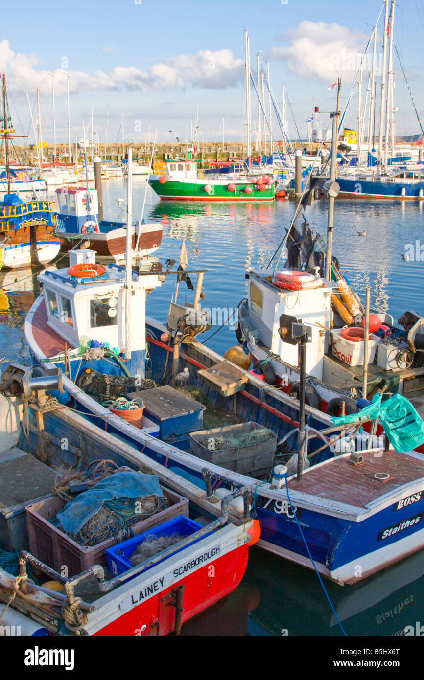 Fishing boats in the harbour Scarborough UK Stock Photo Alamy