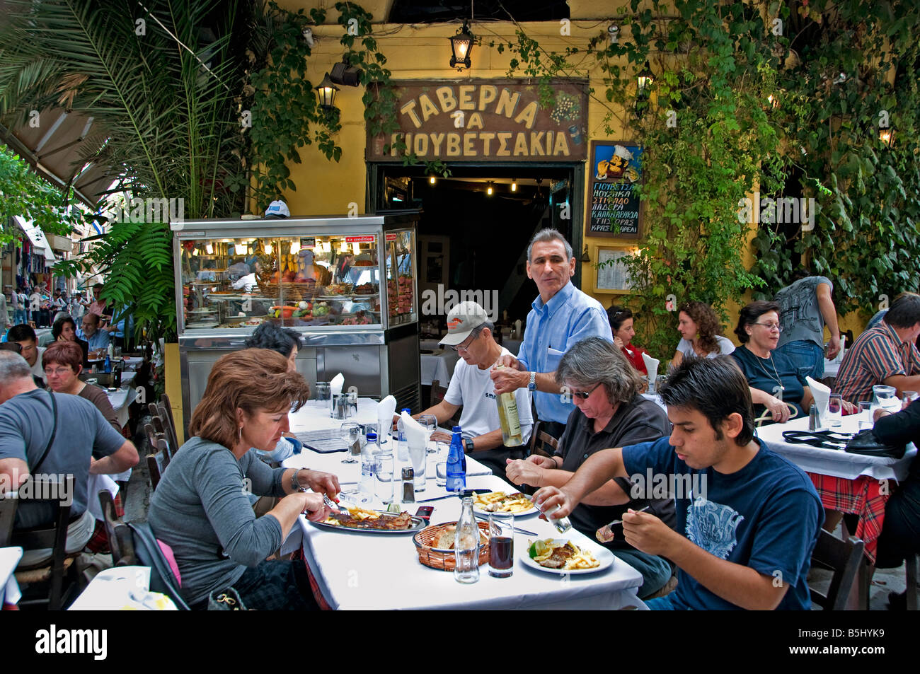 Athens Plaka Pavement Bar Pub Cafe restaurant Greece Stock Photo Alamy