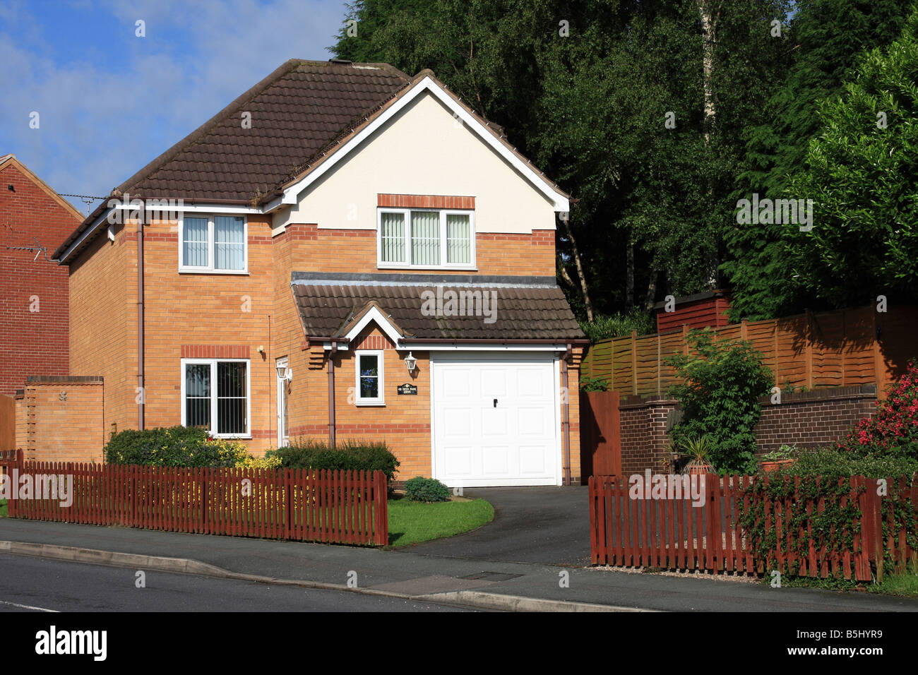 A modern detached house with garage Stock Photo
