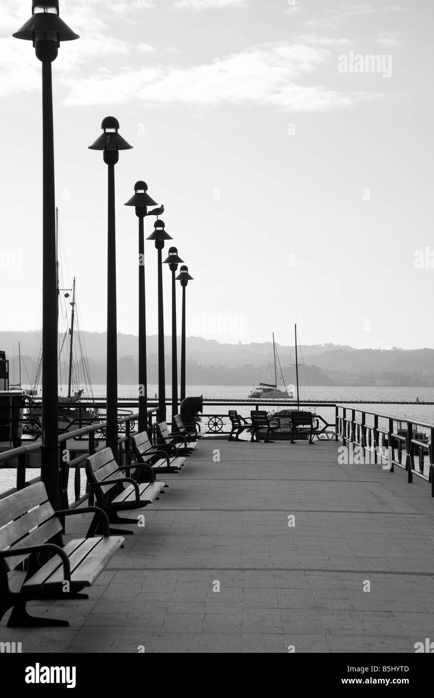 Walkway of Leisure Port, La Coruna, Galicia, Spain Stock Photo