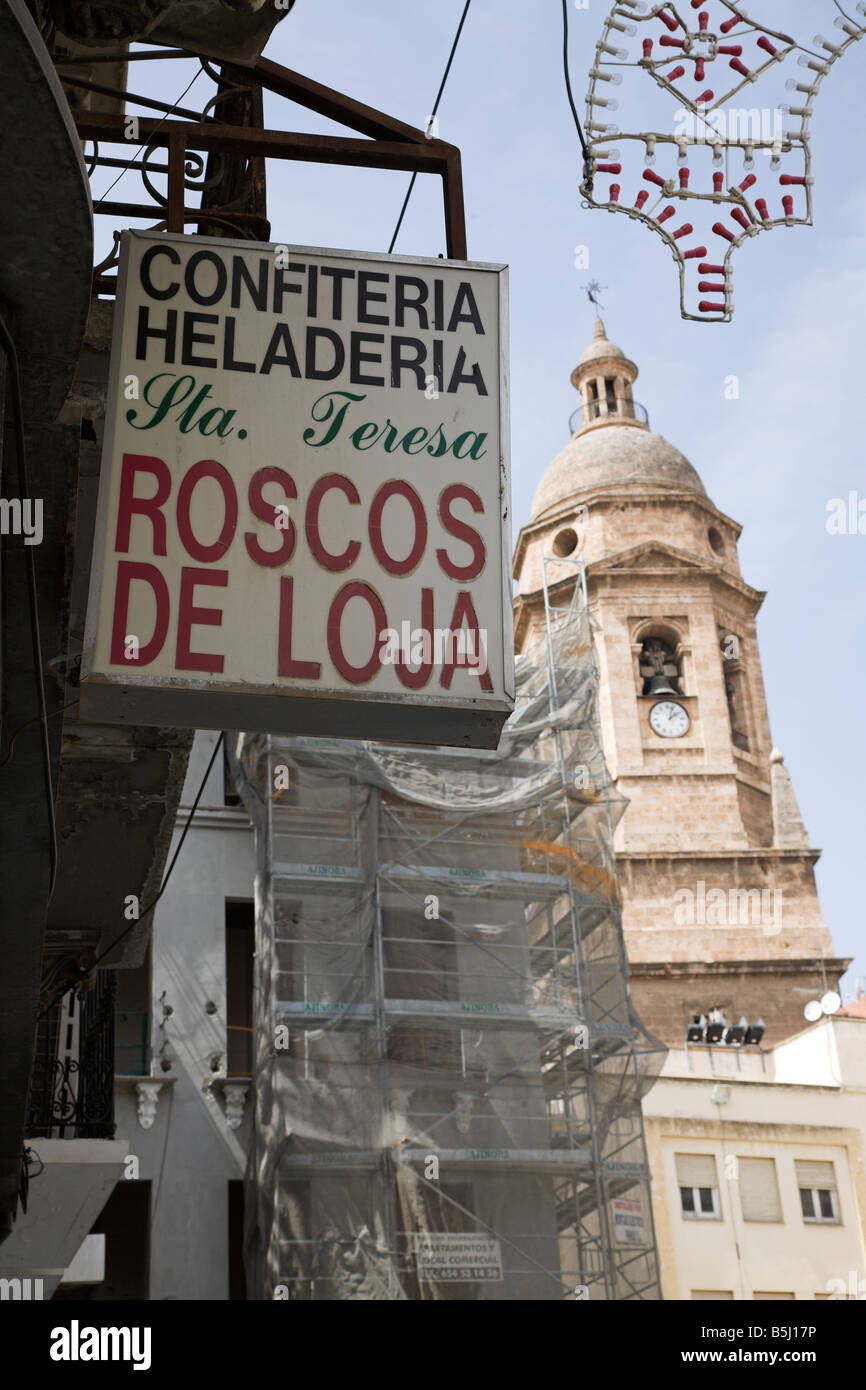 Shop sign in town of Loja, Andalucia, Spain Stock Photo