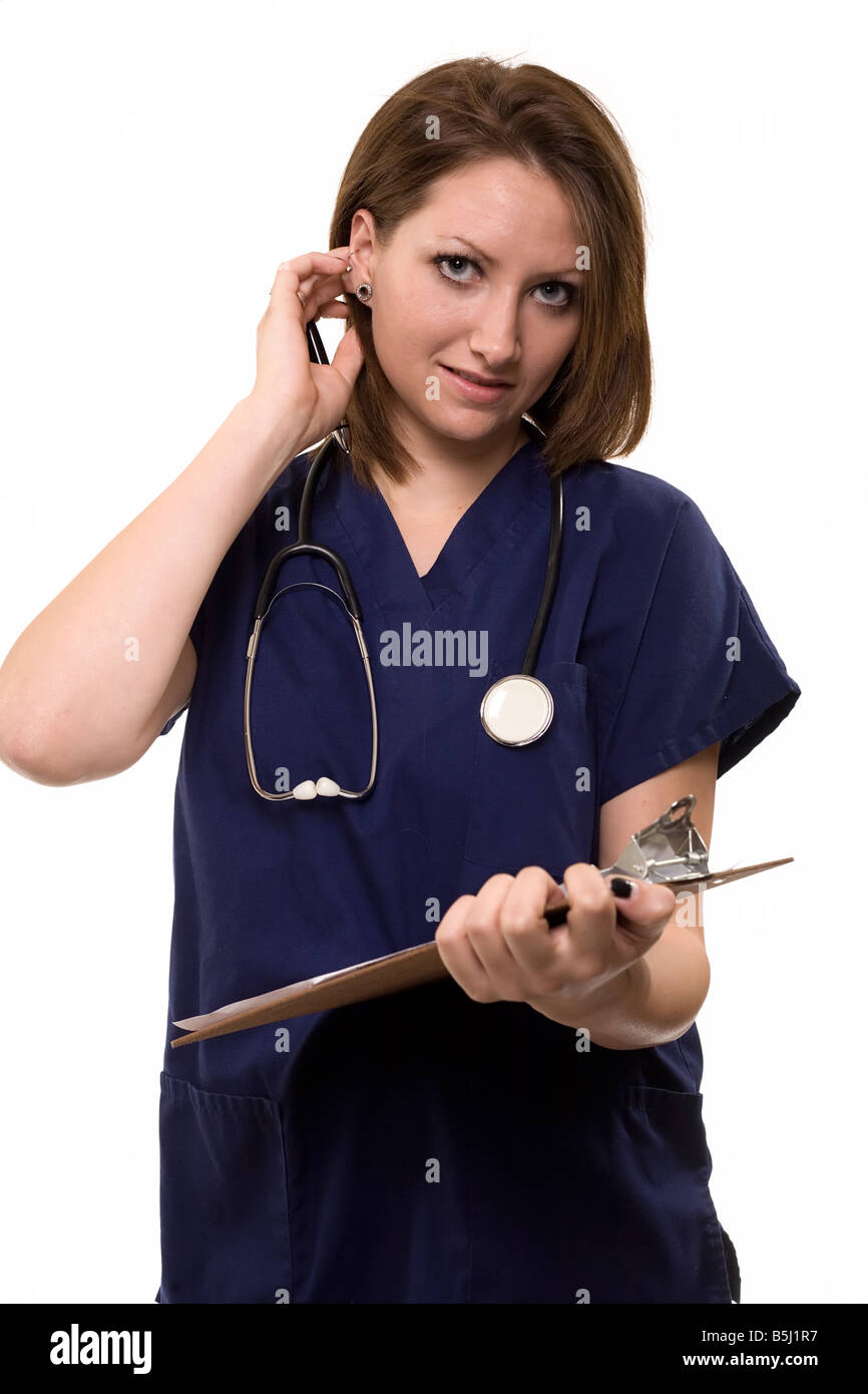 Nurse with chart Stock Photo Alamy