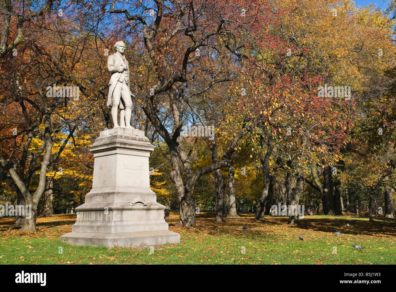 Statue of Alexander Hamilton in Central Park, New York City Stock Photo