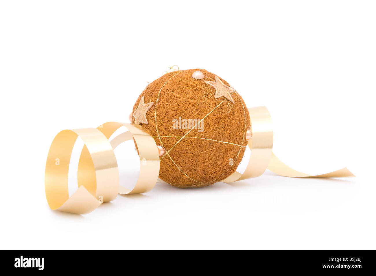 Christmas ball and a ribbon isolated on a white background Stock Photo ...
