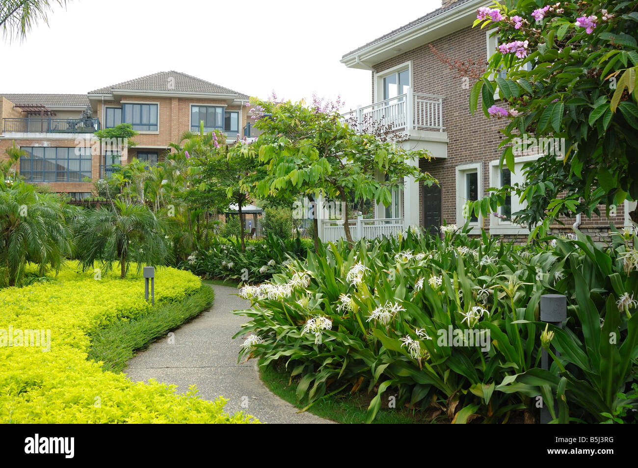 Garden for a new villa residential district in China Stock Photo