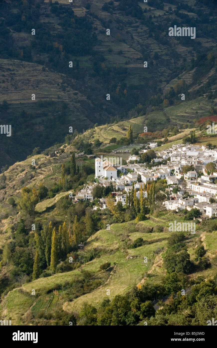 Whitewashed Andalusian village of Bubion in the Sierra Nevada mountain range Alpujarra Spain Stock Photo