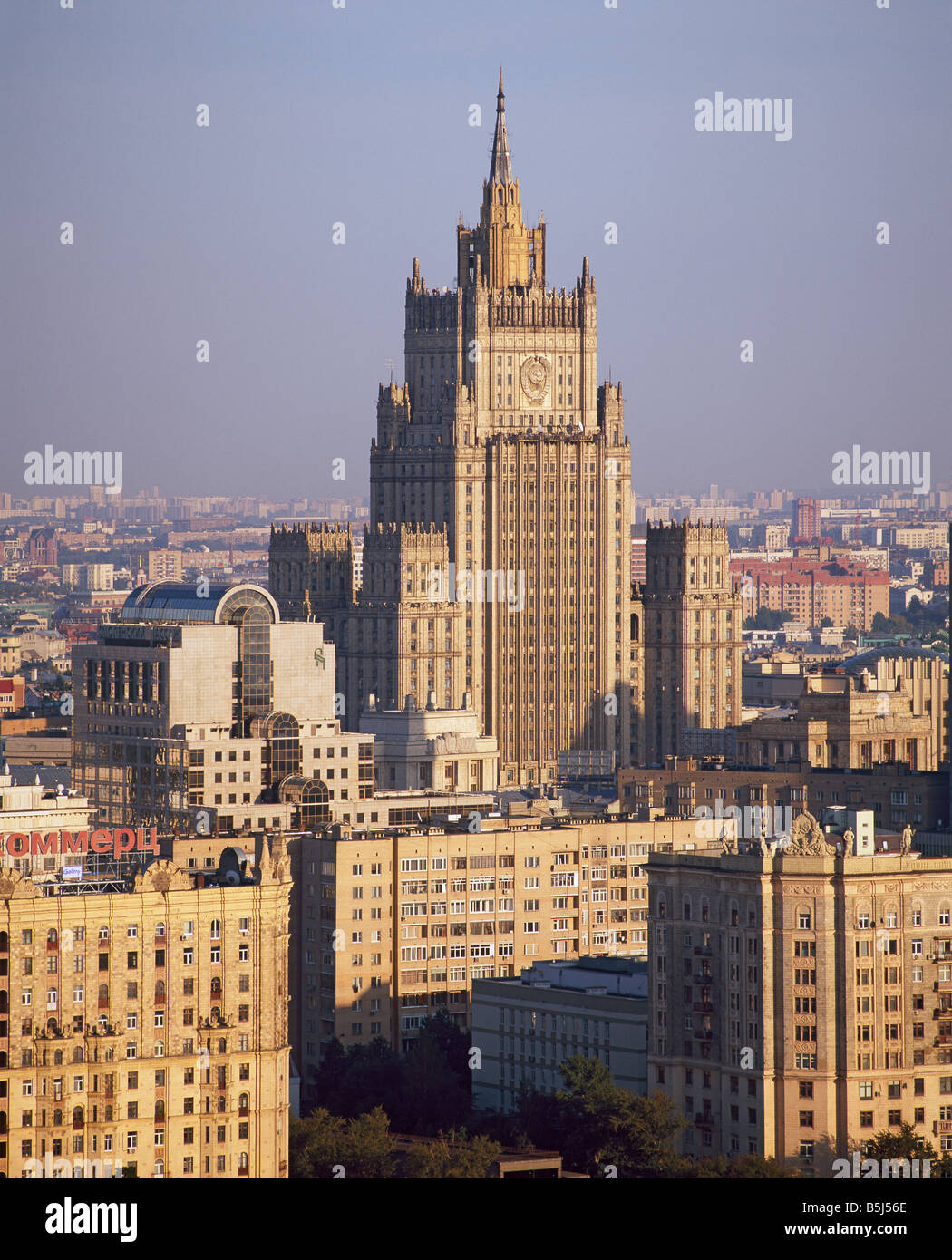 The Building of the Ministry of Foreign Affairs of Russia in Moscow (One of the 'Seven Sisters' Buildings) from the Height Stock Photo