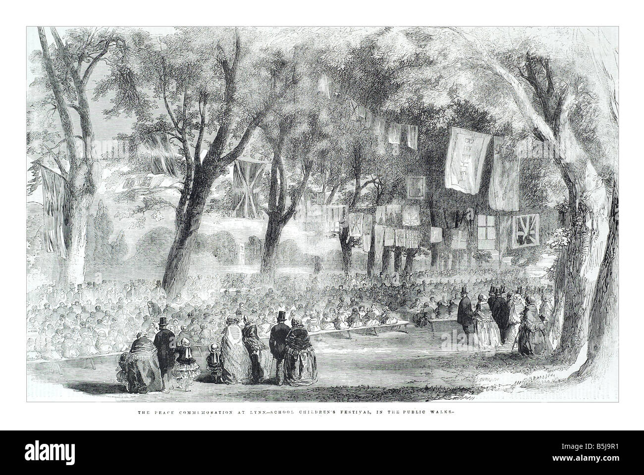 The peace commemoration at lynn school children s festival in the public walks June 7 1856 The Illustrated London News Page 637 Stock Photo