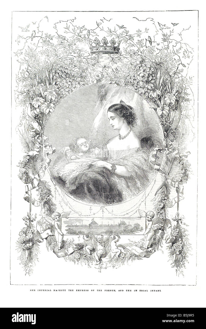 Her imperial majesty the empress of the French and the imperial infant June 21 1856 The Illustrated London News Page 681 france Stock Photo