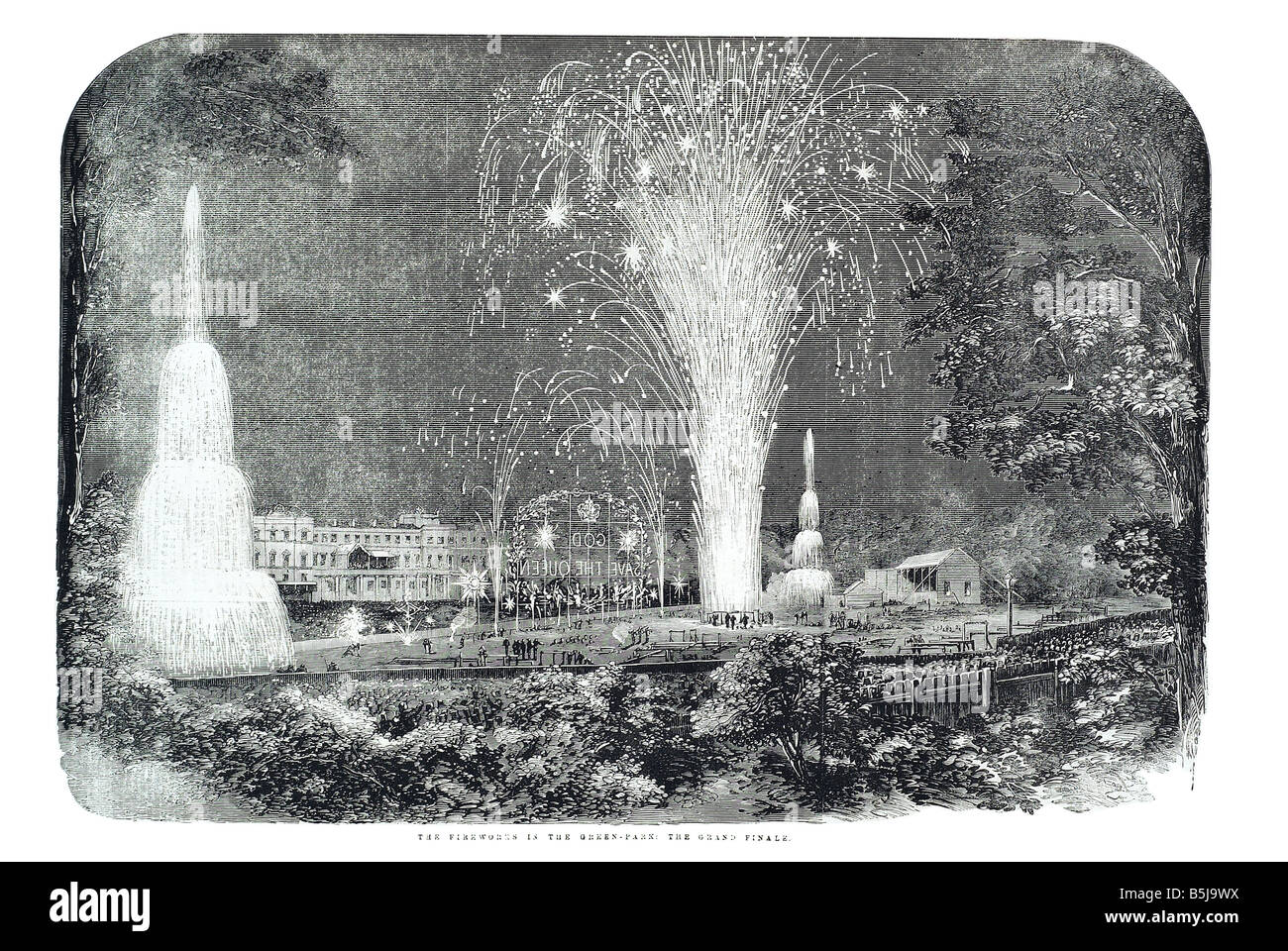The fireworks in the green park the grand finale June 7 1856 The Illustrated London News Page 644 Stock Photo
