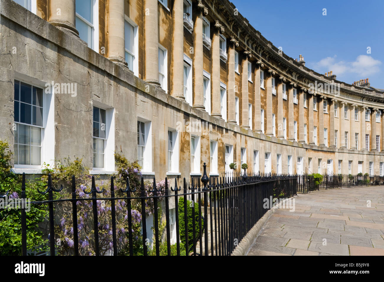 Georgian architecture in the Royal Crescent, Bath, BANES - part of the Bath World Heritage Site Stock Photo