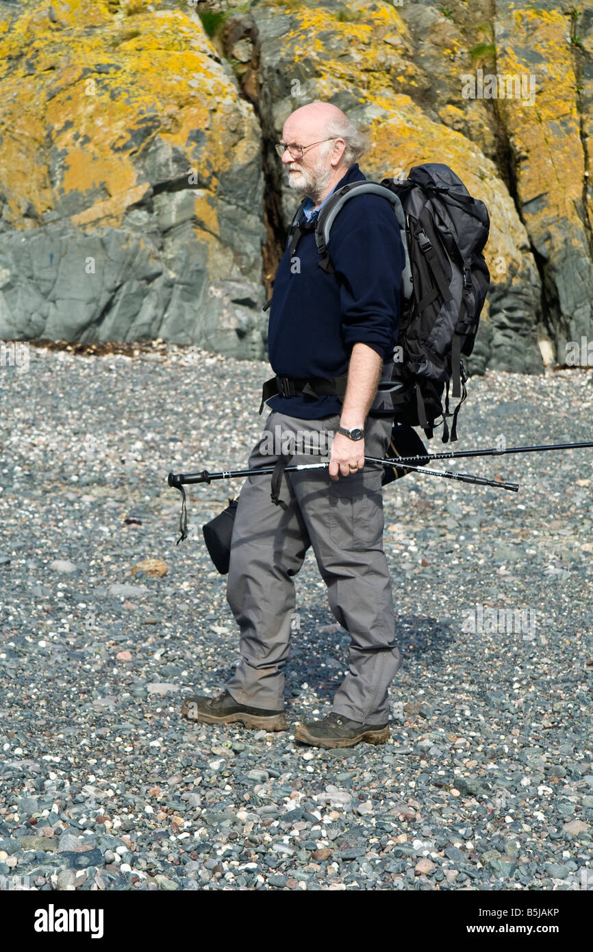 A male walker on the beach, Cornwall, UK Stock Photo Alamy