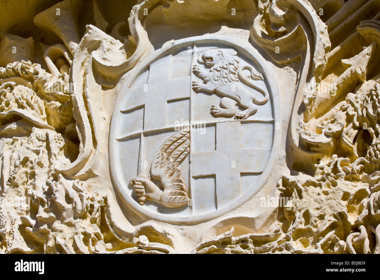 The Coat-of-Arms of Grand Master Manoel de Vilhena at Mdina Malta Stock Photo