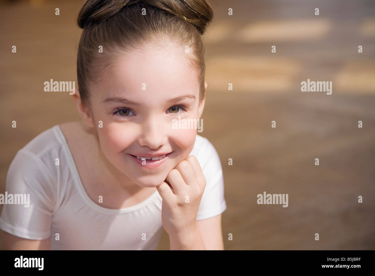 headshot of young girl in ballet dress Stock Photo