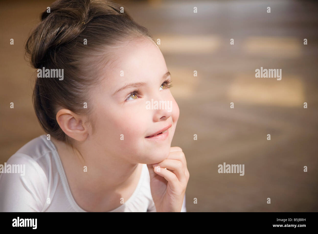 headshot of young girl in ballet dress Stock Photo