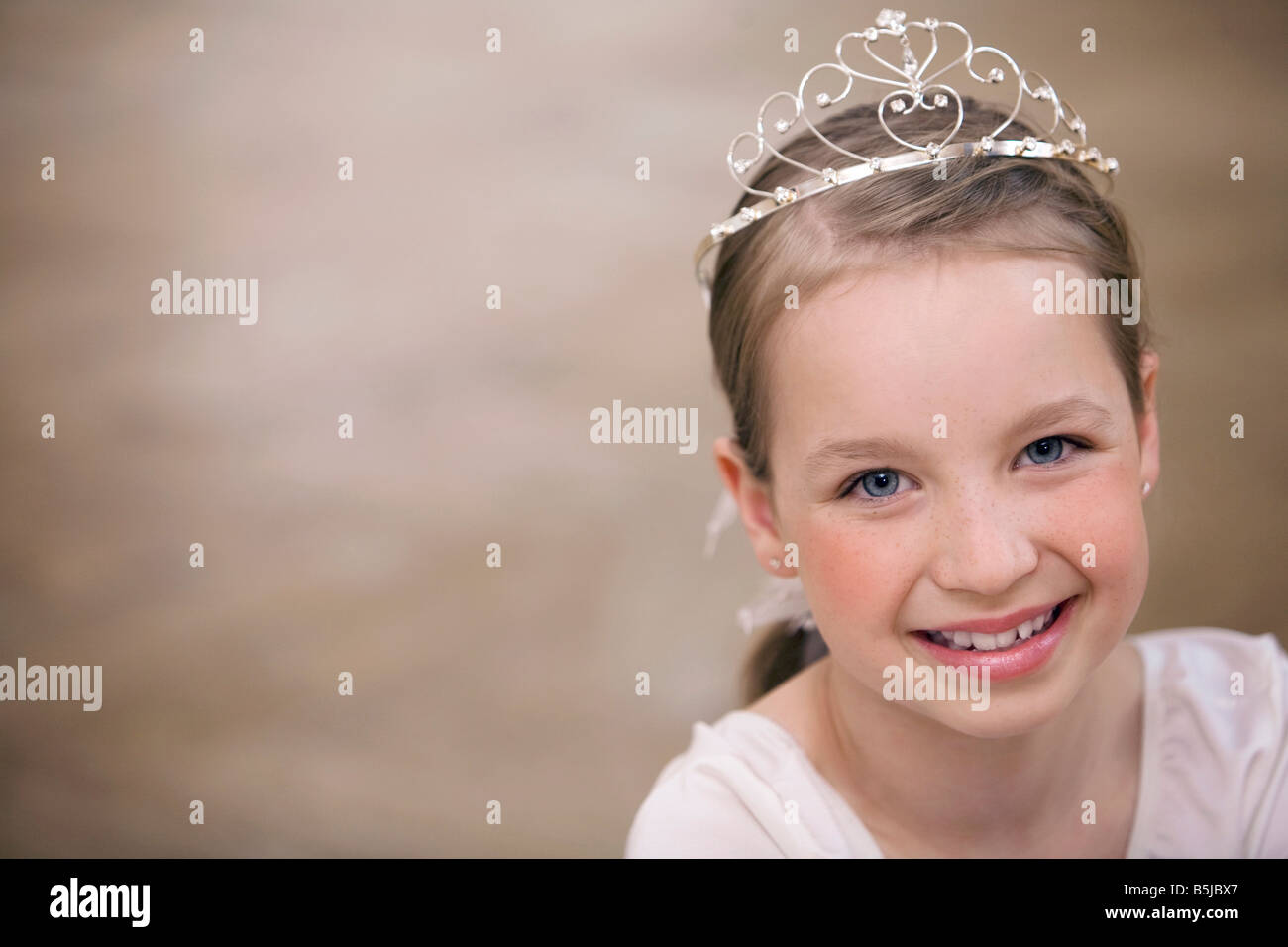 portrait of young ballet dancer wearing little crown Stock Photo