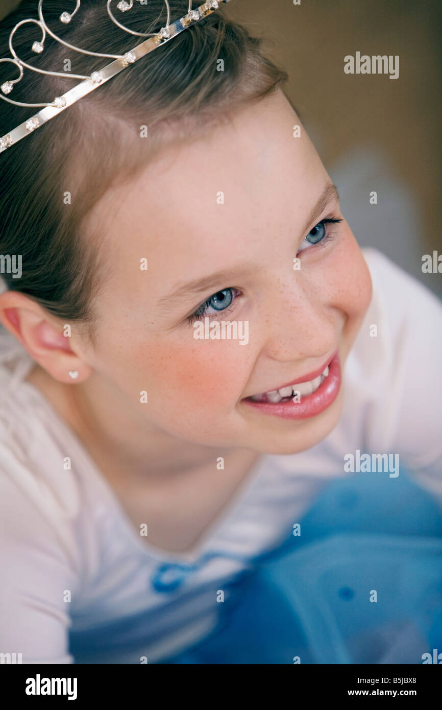 portrait of young ballet dancer wearing little crown Stock Photo