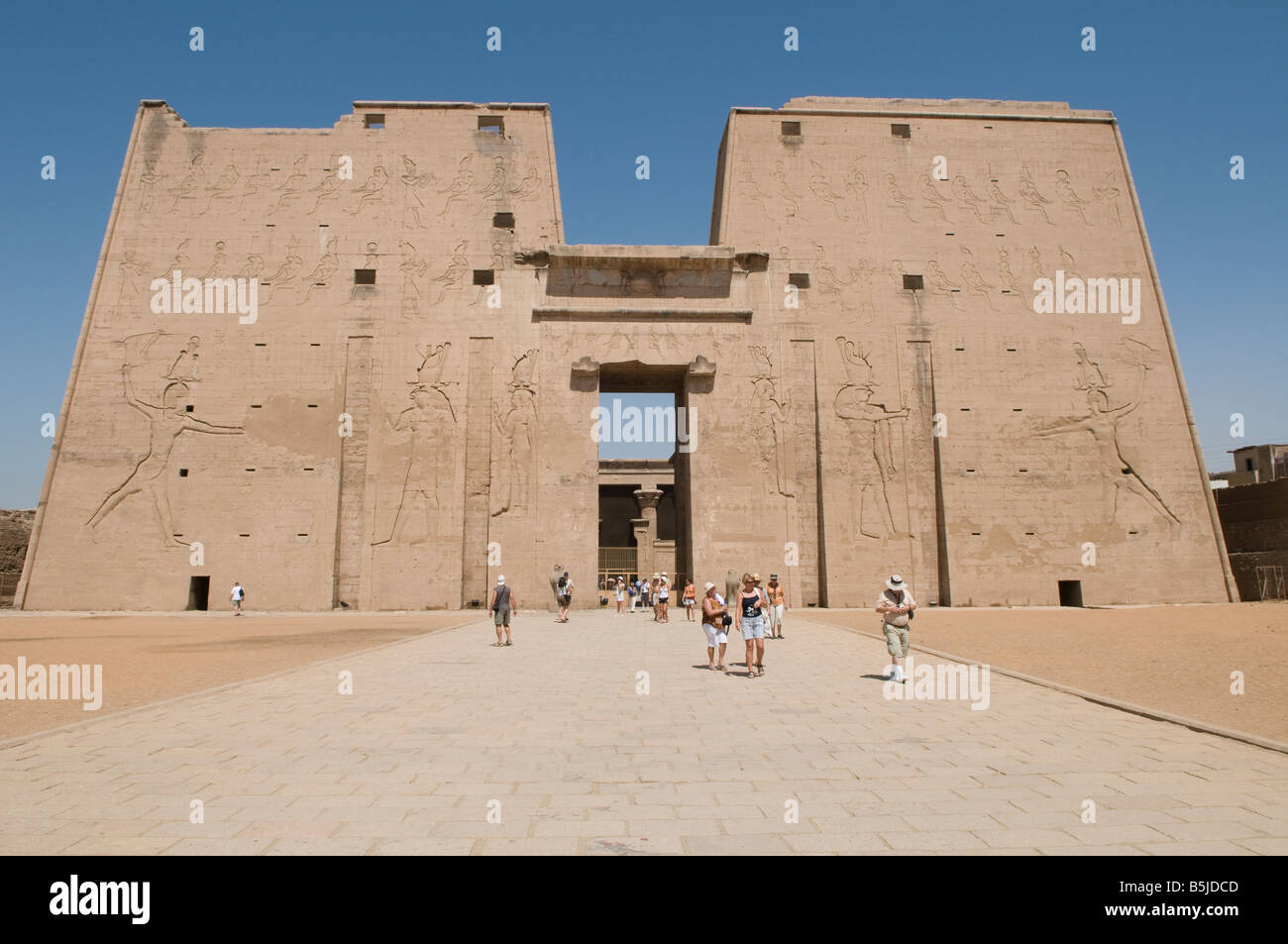 Front view of the first pylon in the ancient Egyptian temple of Edfu