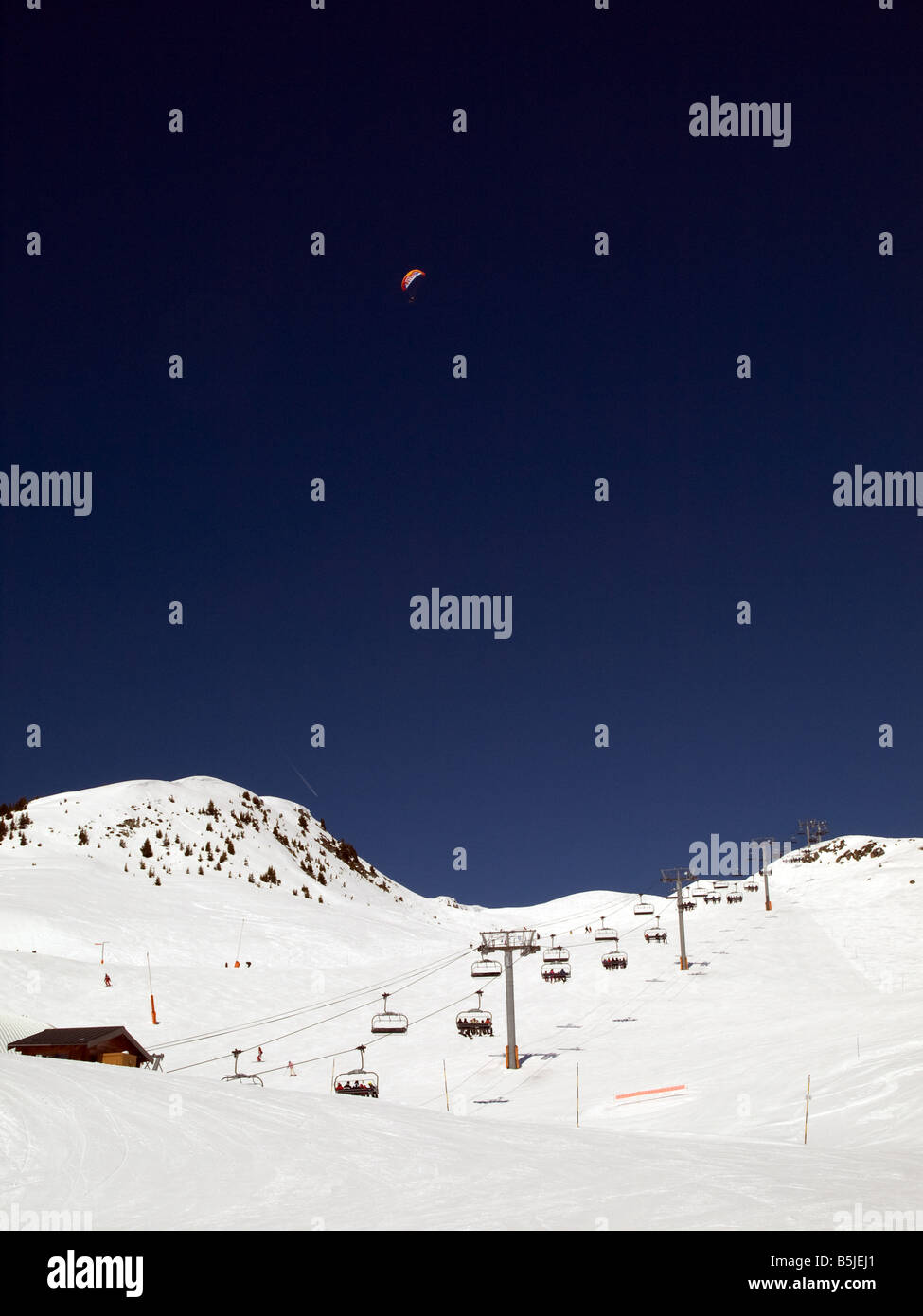 Ski Chairlift at Champagny en Vanoise in the French Alps Stock Photo