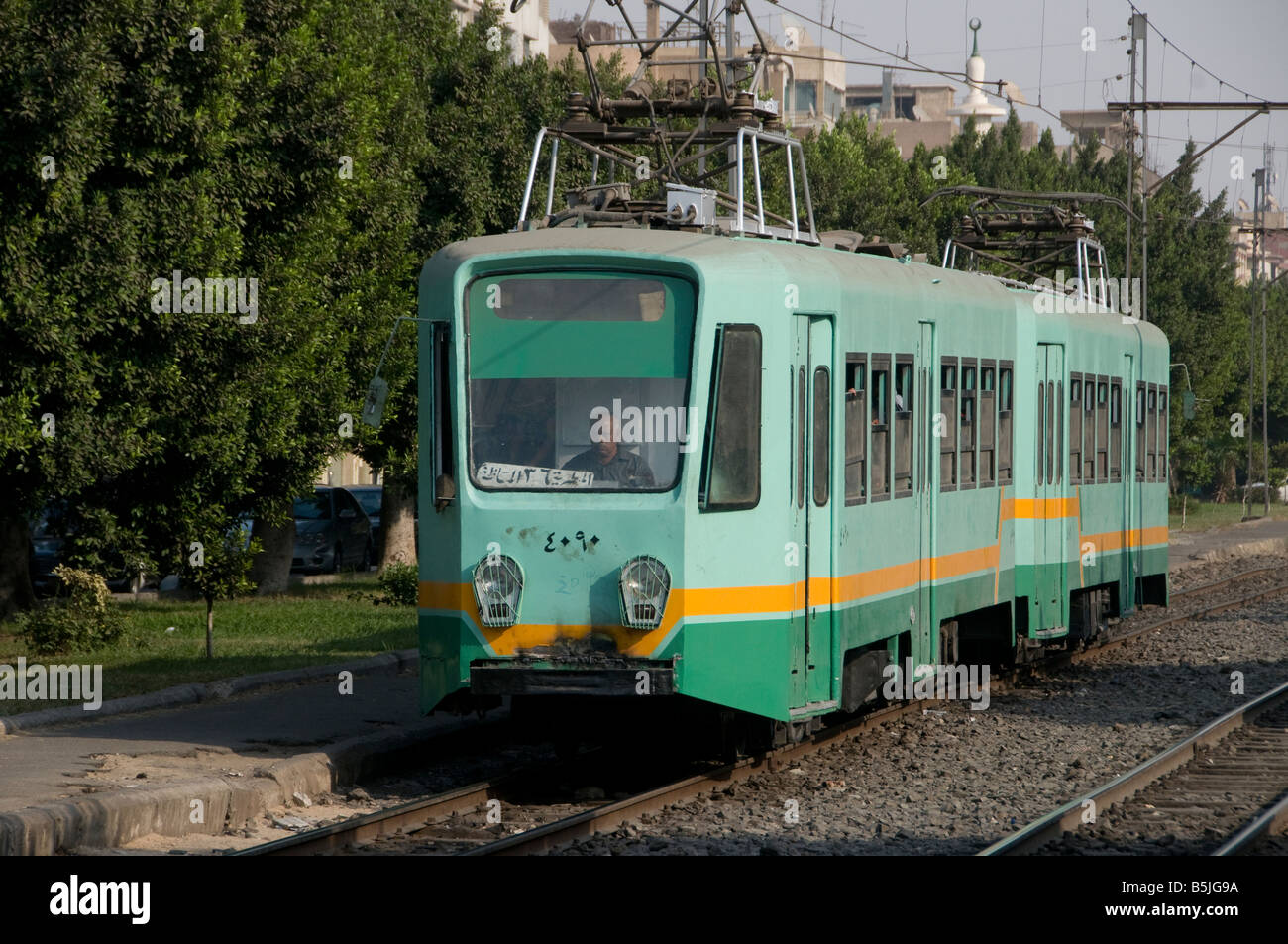 The tram in Heliopolis suburb Cairo Egypt Stock Photo