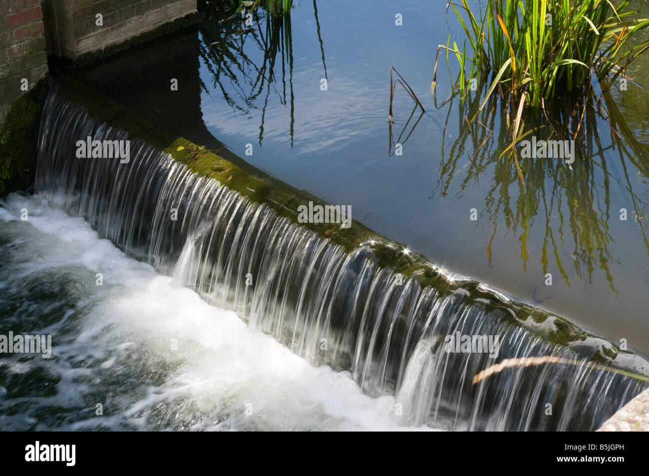 Cascading Water on the River Gipping Needham Market Suffolk Stock Photo