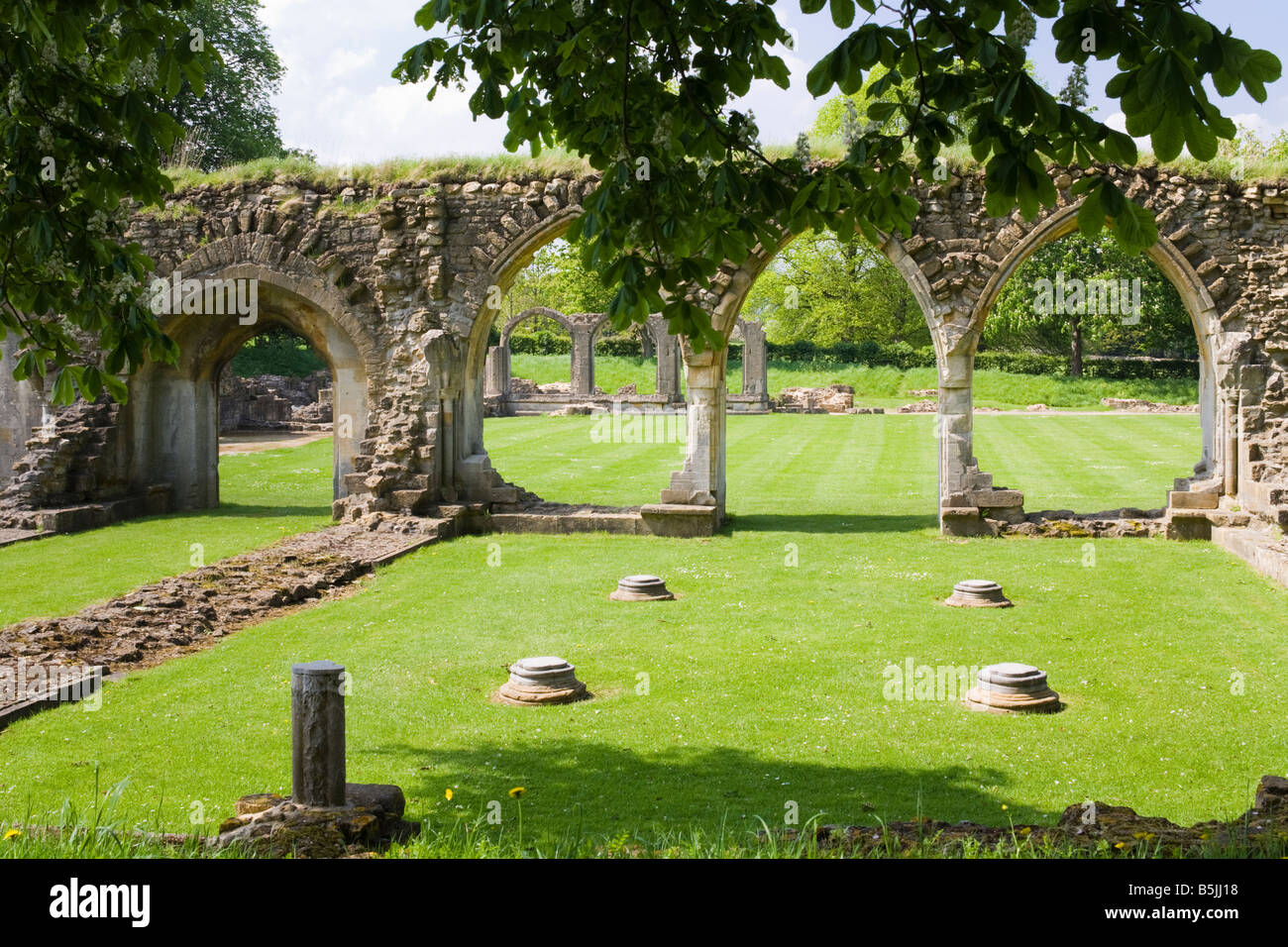 The ruins of Hailes Abbey on the Cotswolds near Winchcombe, Gloucestershire Stock Photo