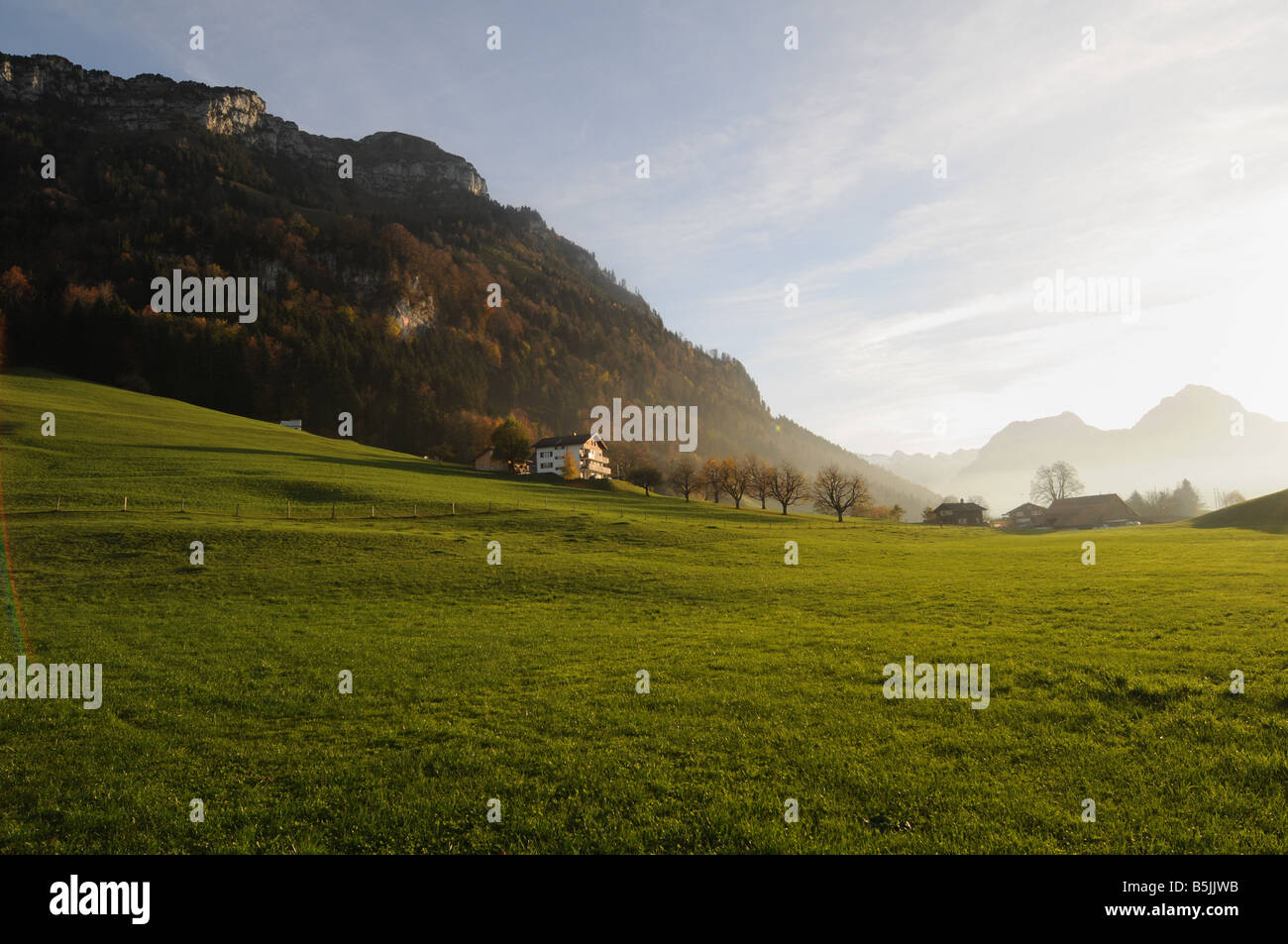 House near the mountains in Neuheim, Canton Zug, Switzerland Stock