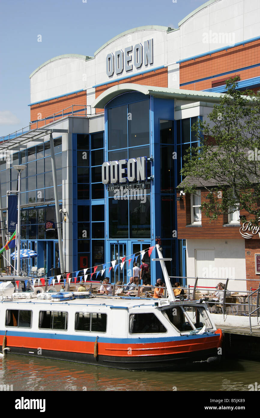 City of Lincoln, England. River cruise canal boat moored at Lincoln’s