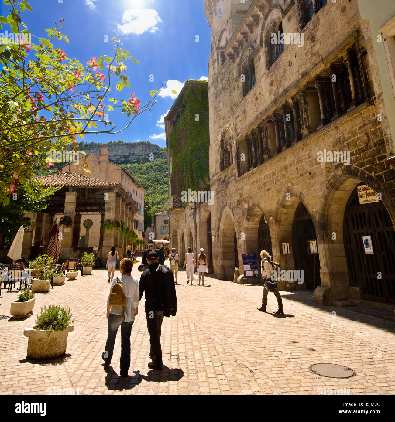 Tarn et Garonne, France - The medieval Maison des Consuls building in the town square in St Antonin Noble Val Stock Photo