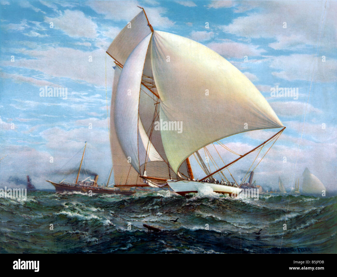 Flying Sailing Ship 1895 Stock Photo