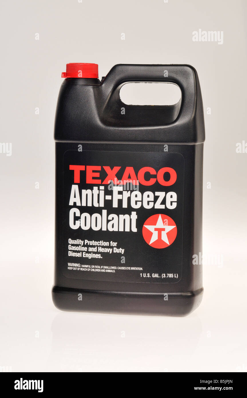 One gallon container of texaco anti freeze automobile engine coolant Stock Photo