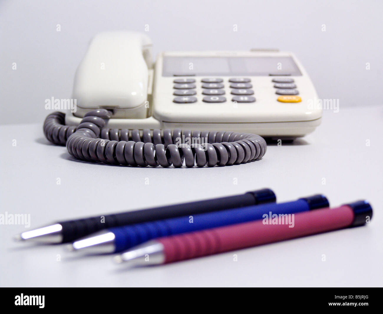 Office Telephone and Pens Stock Photo Alamy