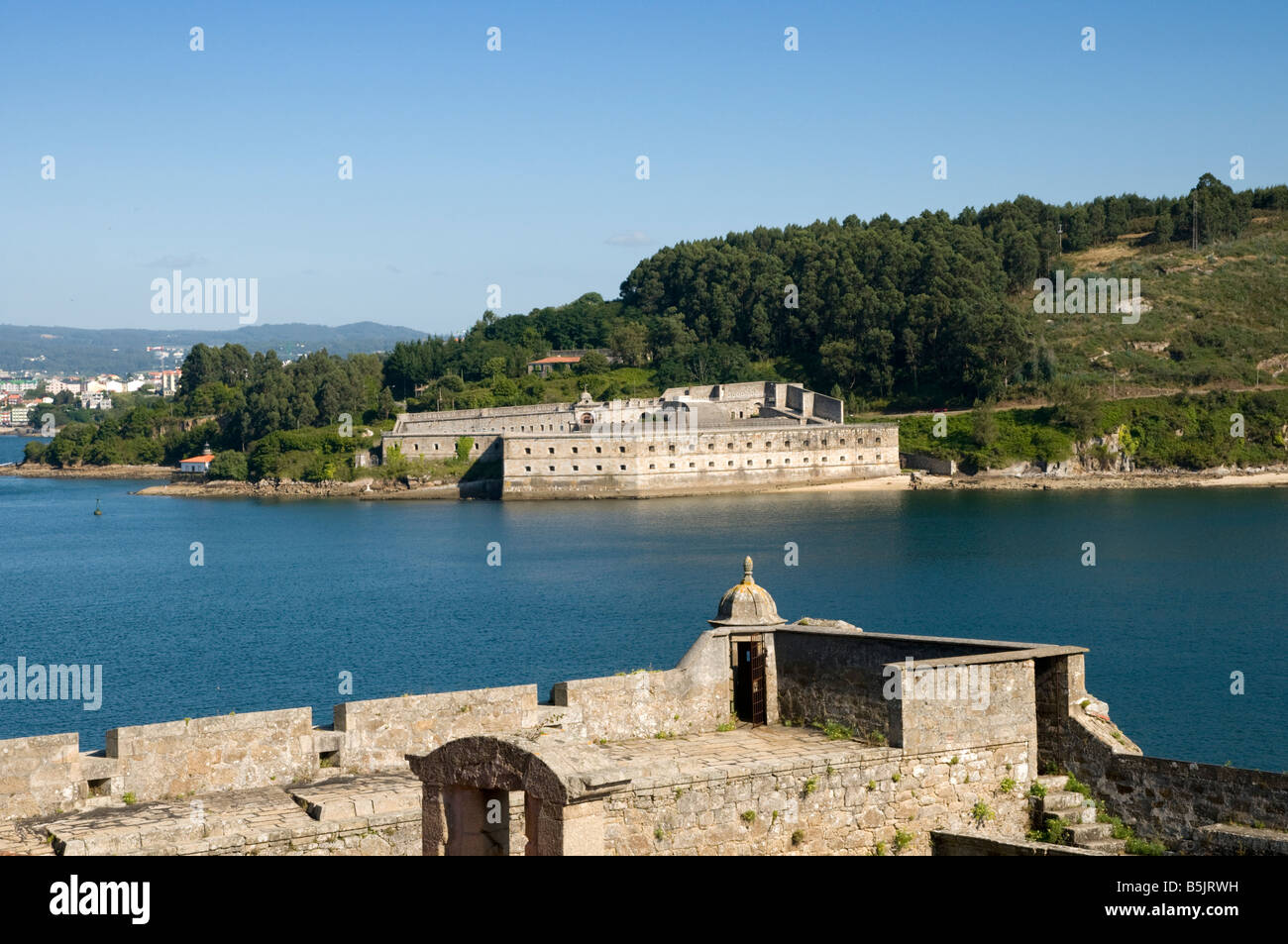 Castillo de la Palma seen from the Castillo de San Felipe on the Ria de Ferrol, Galicia, Spain Stock Photo