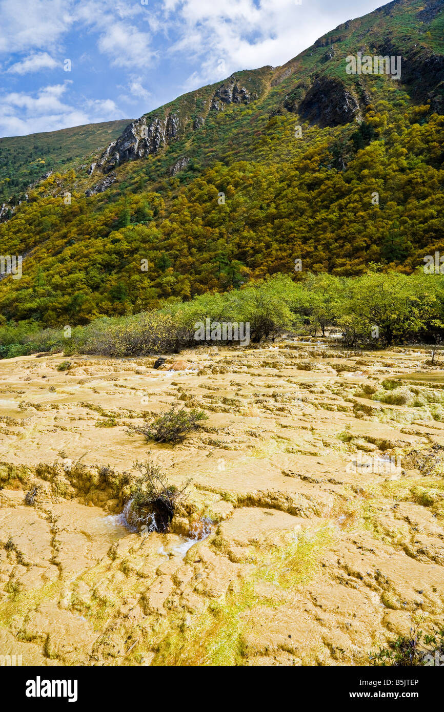 Travertine calcite river bed in Huanglong Sichuan Province China JMH3505 Stock Photo Alamy