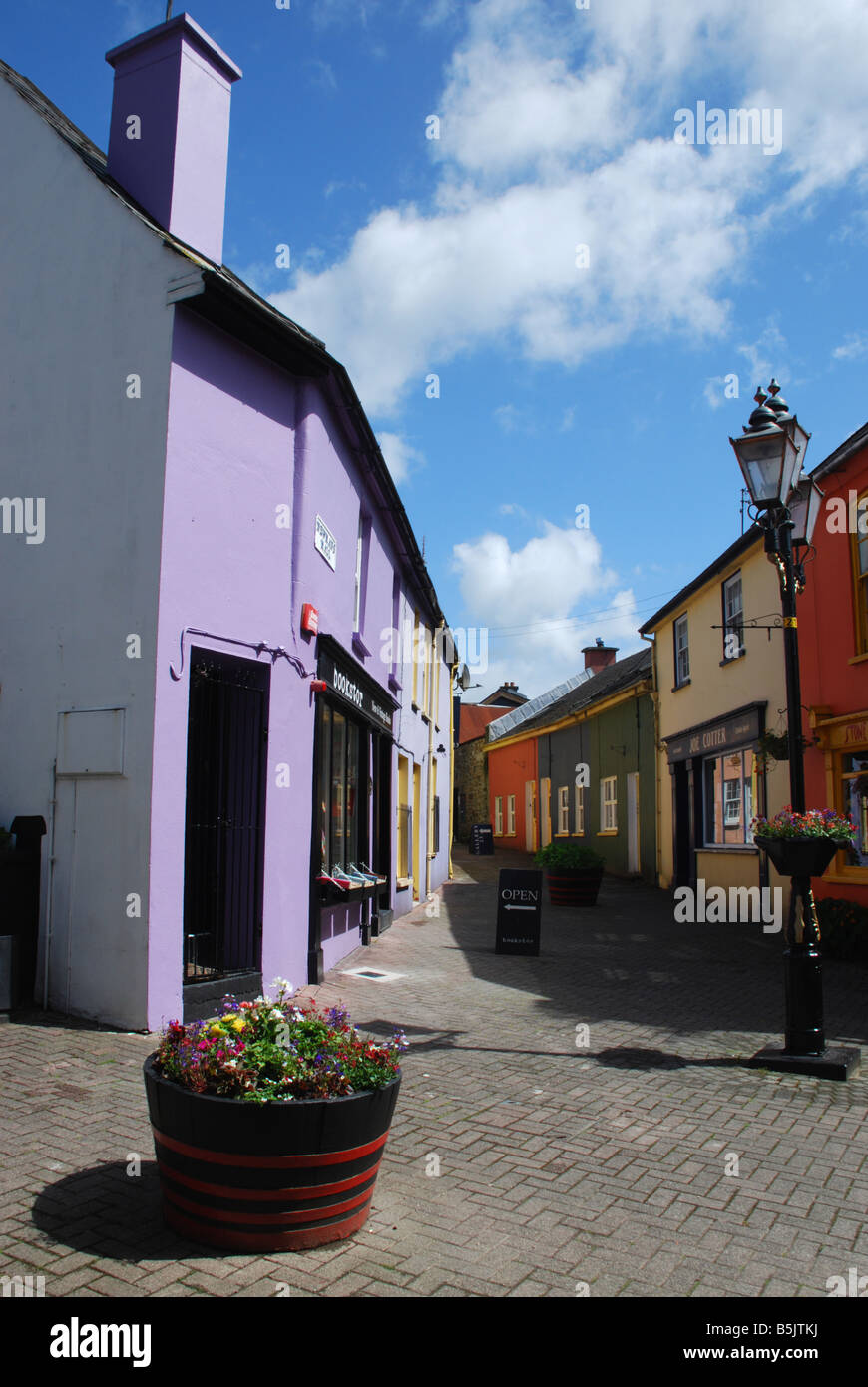 A brightly coloured street in Kinsale, Co Cork, Ireland. Stock Photo