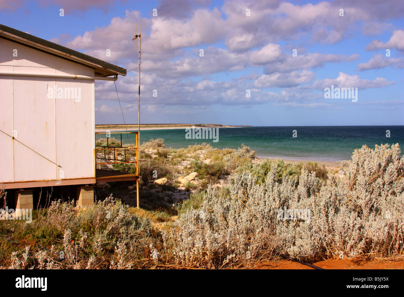 a lone shack on the beach at arno bay on the eyre peninsula with high resolution photography Stock Photo