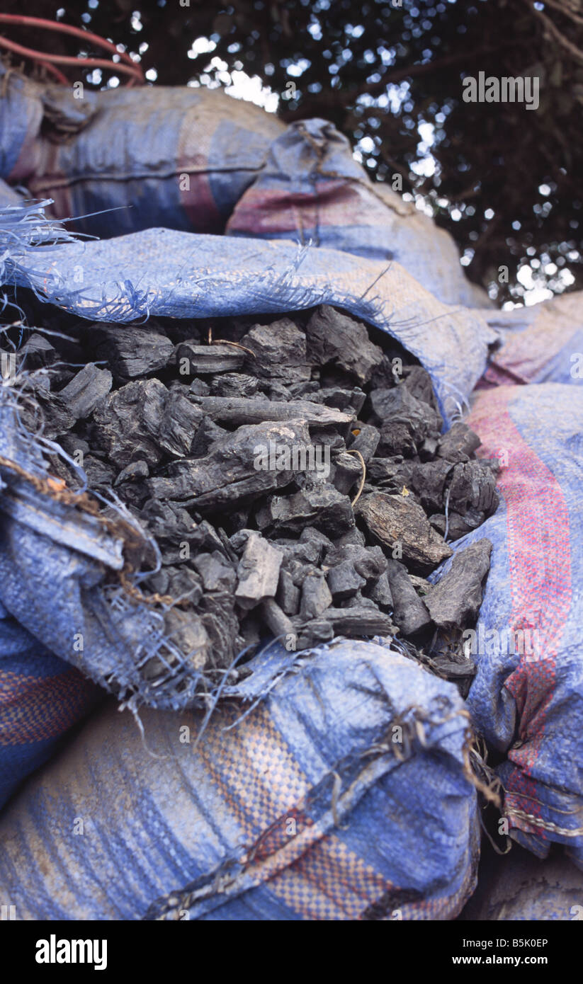 charcoal in bags Crete Greece Stock Photo Alamy