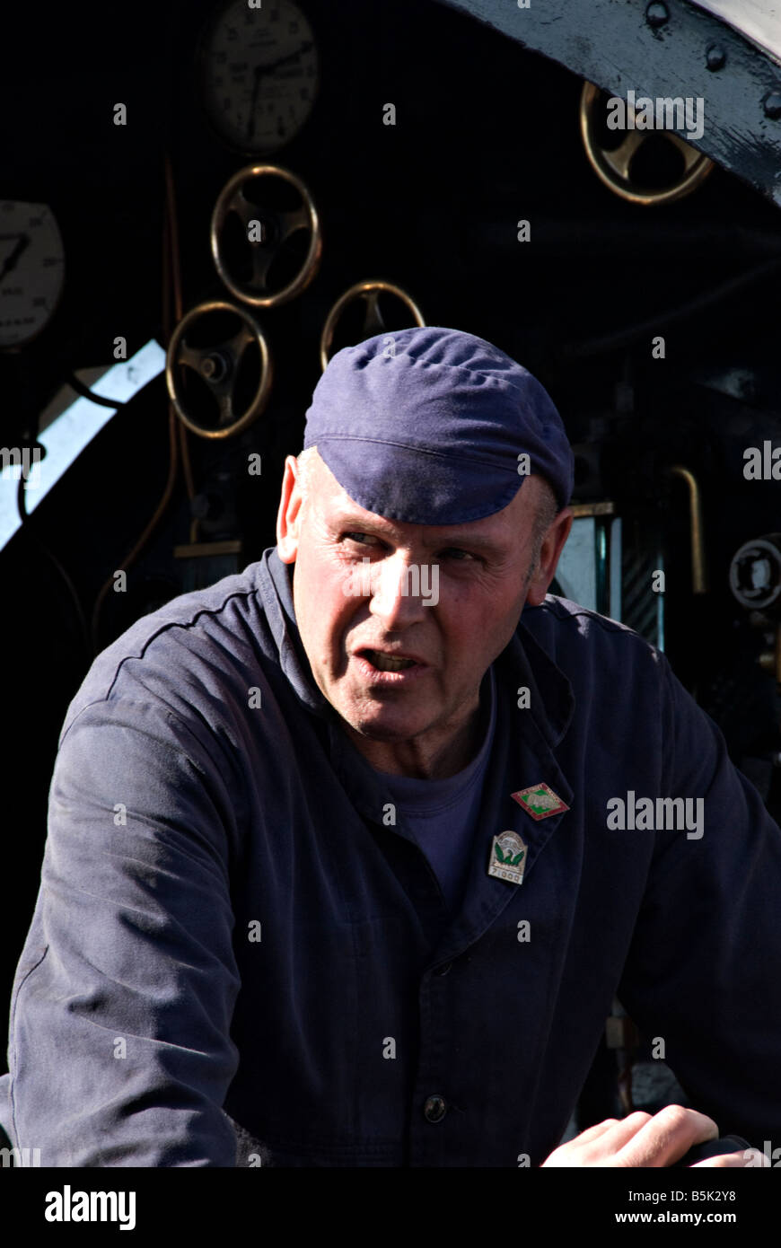 Steam Locomotive Fireman. Stock Photo