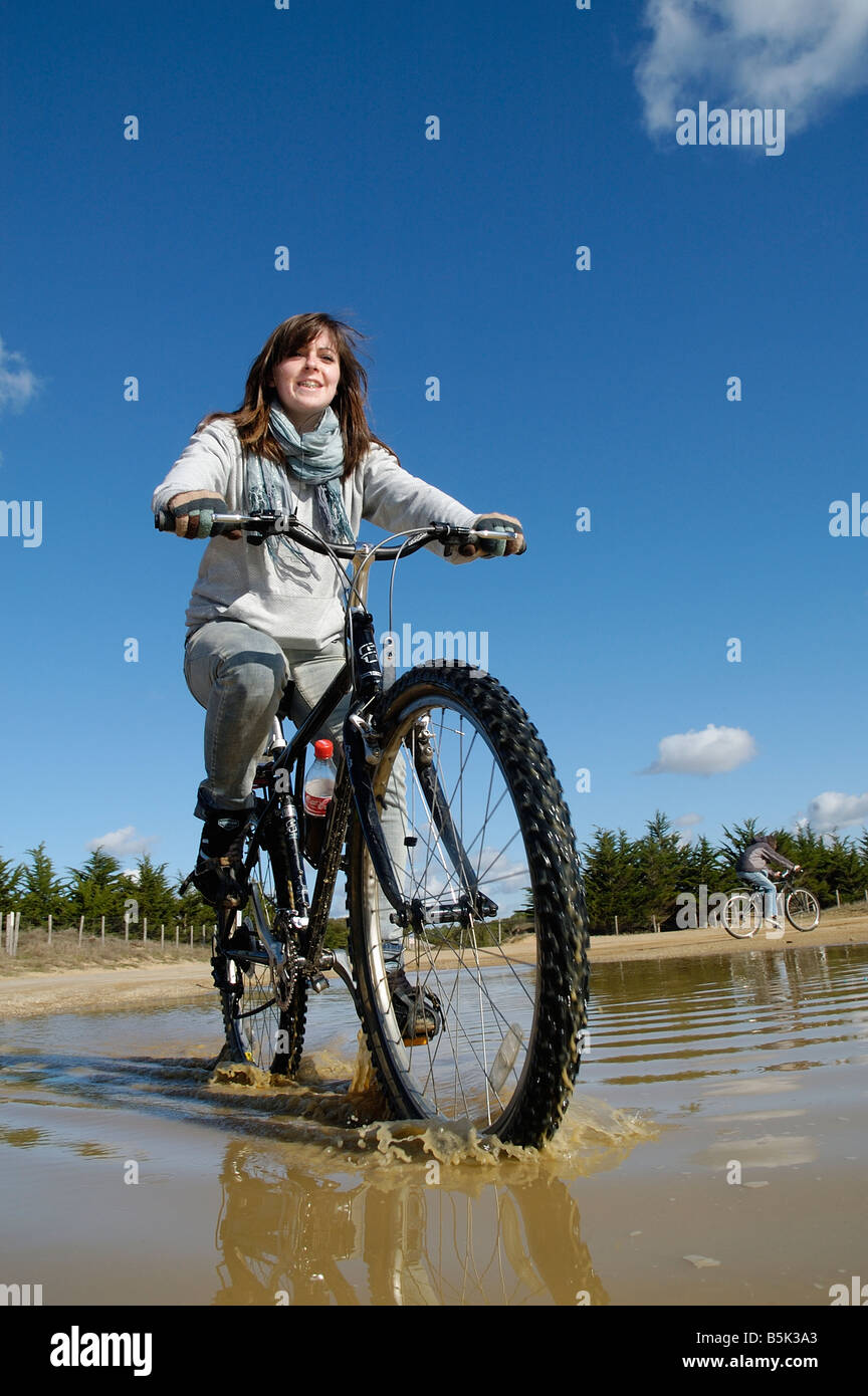 Teenager on Mountain Bike Stock Photo