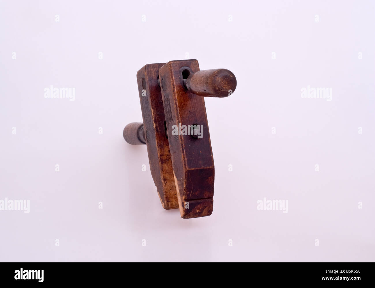 Antique wooden hand screw clamp Stock Photo Alamy