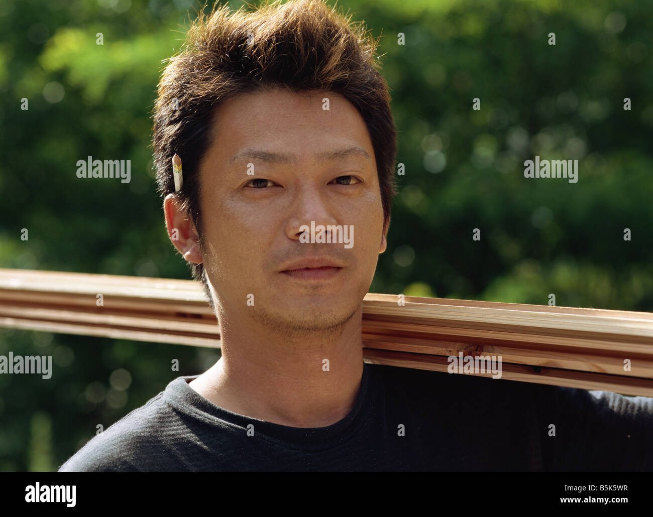 Portrait of Japanese carpenter Stock Photo Alamy