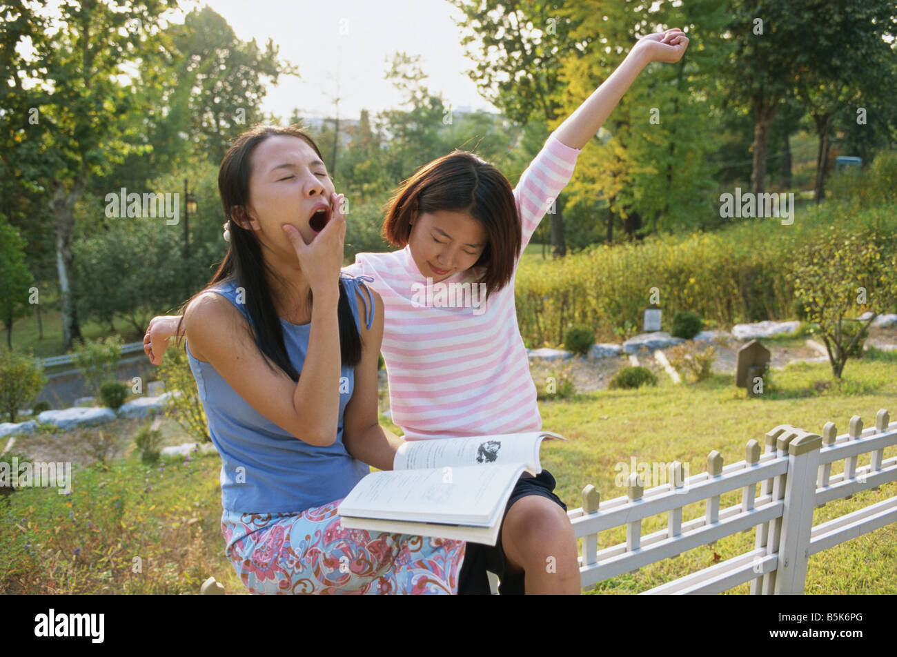 Two young Asian women Stock Photo