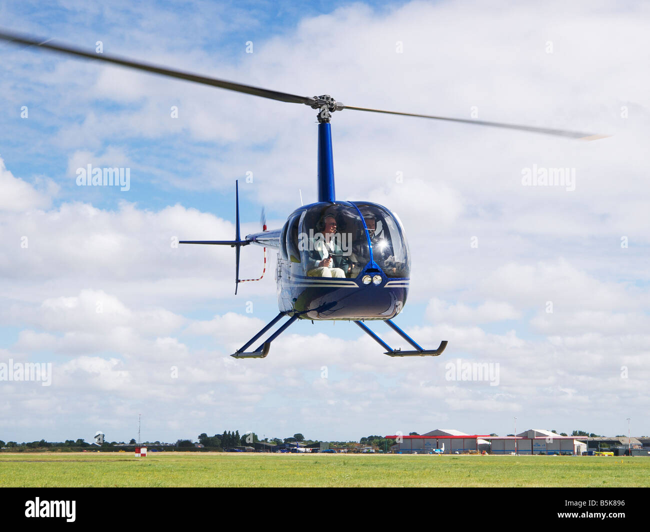 Sir David Jason flying from Norwich Airport in his own private helicoper Stock Photo