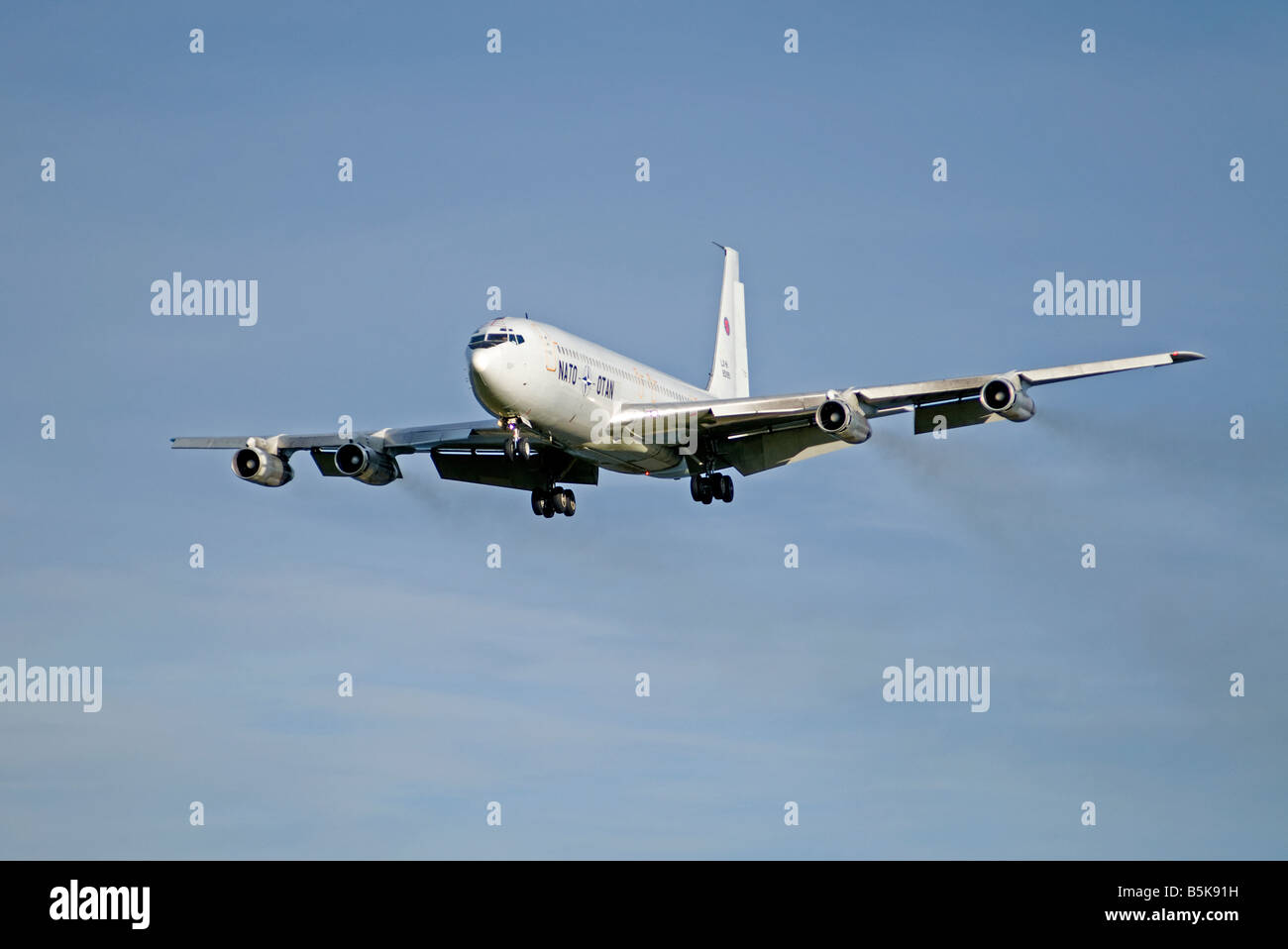 NATO ORTAN Germany Boeing 707TCA CT-49A Military Aircraft on finals to RAF Lossiemouth Moray Grampian Scotland UK SCO 1198 Stock Photo